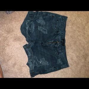 Forever 21 black distressed jean shorts
